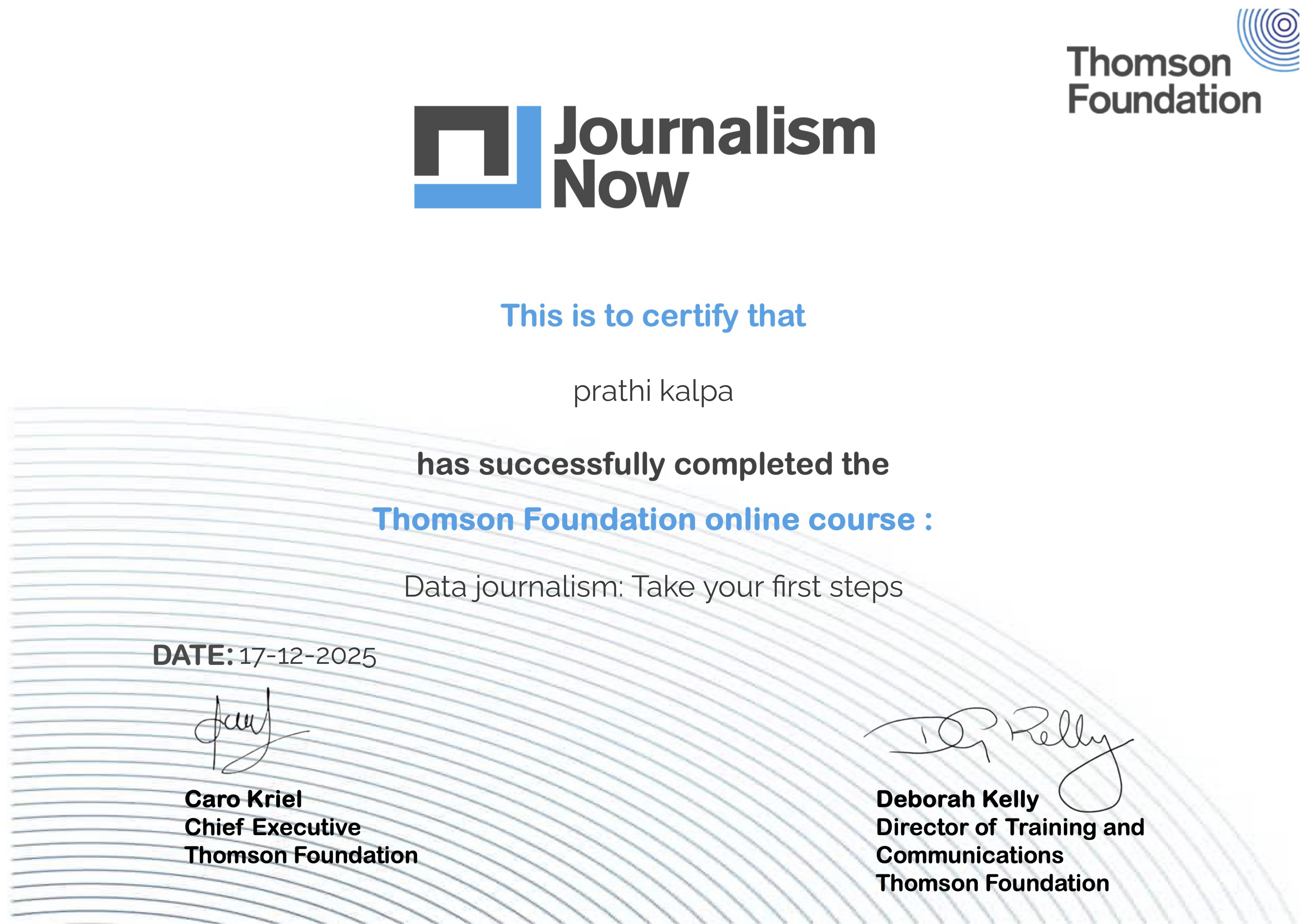 Data Journalism Certificate